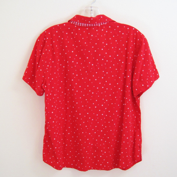Erika Blouse-Button Top-Red Stars-Gingham Edge-M - Picture 4 of 8